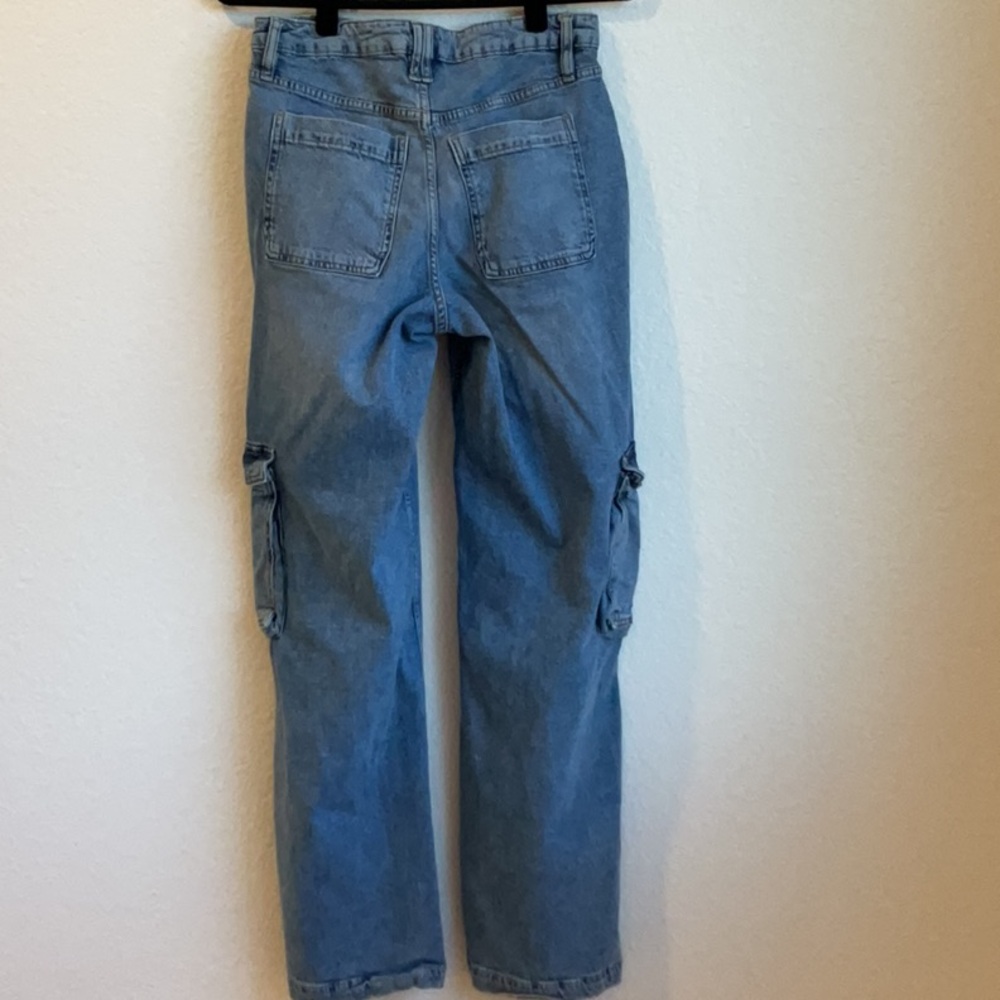 ON 34TH Wide-Leg Cargo Blue Jeans Size 4 - Picture 9 of 11